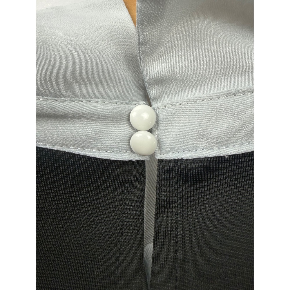 ECI New York Womens XL Black White Layered Peter Pan Collar Short Sleeve Top - Picture 4 of 10